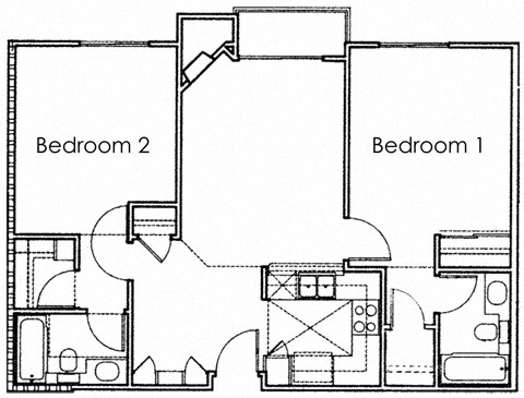 2 Bed 2 Bath Floor Plan at Ashton Towers, California, 90024